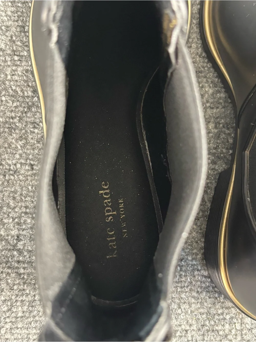 kate spade Black Waterproof Chelsea Ankle Boots with Gold Accent